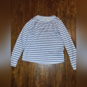 Girl's Young Hearts long sleeve shirt size 10 glittery gray white like new